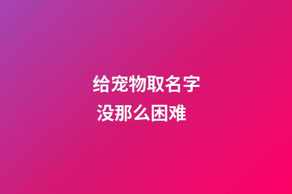 给宠物取名字 没那么困难